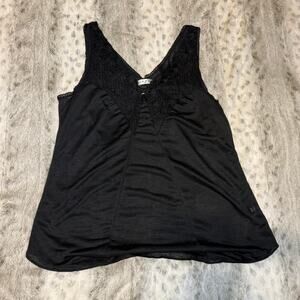 Black slip cami with lace trim details